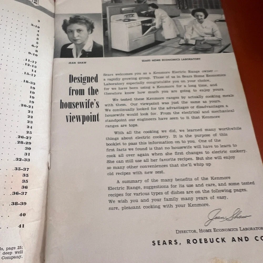 Vintage 1949 Kenmore Electric‎ Cooking Cookbook Sears Roebuck Recipes Manual